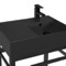 Modern Matte Black Ceramic Console Sink and Matte Black Base, 24